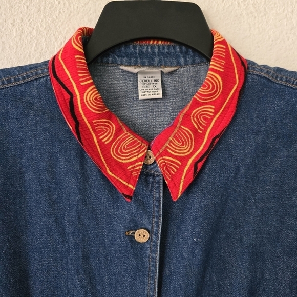 Stone bridge Demin Shirt 1XL Plus Vintage Blue ShortSleeve Chambray Embroidered - Picture 3 of 16
